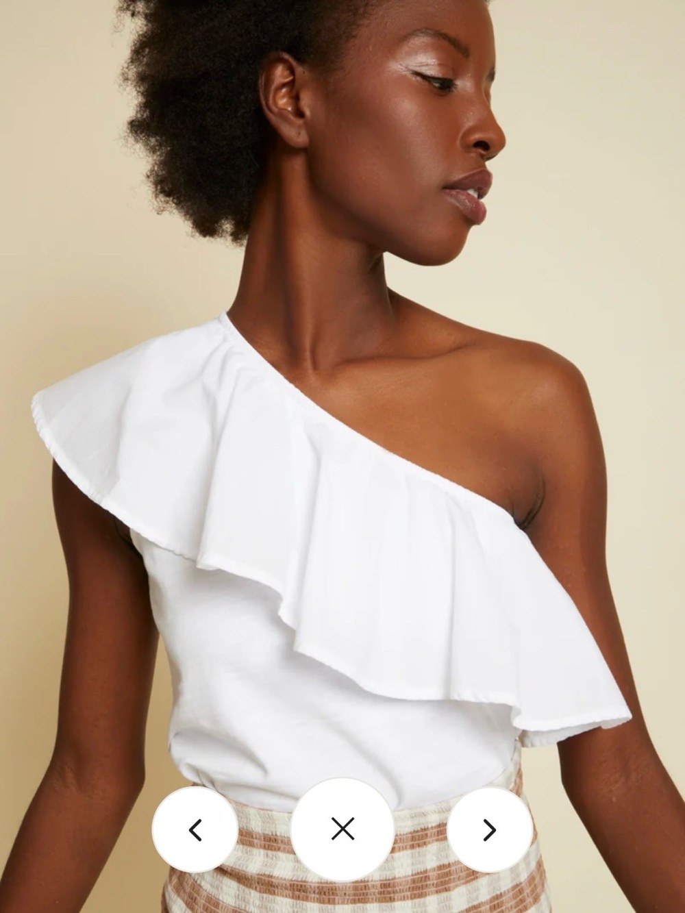 Nation LTD Noella One Shoulder Ruffle Top White Cotton XS